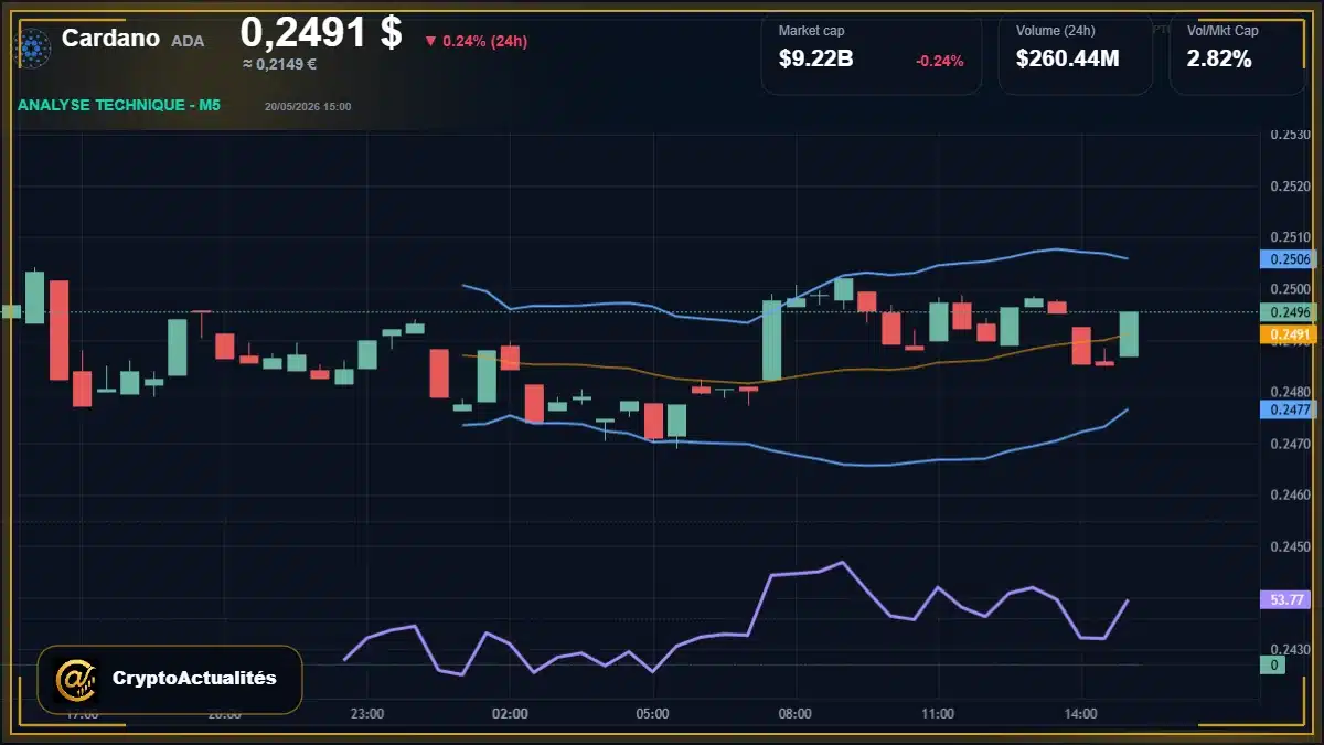 Analyse technique du cours de Cardano de cardano à 0.25 $ aujourd'hui