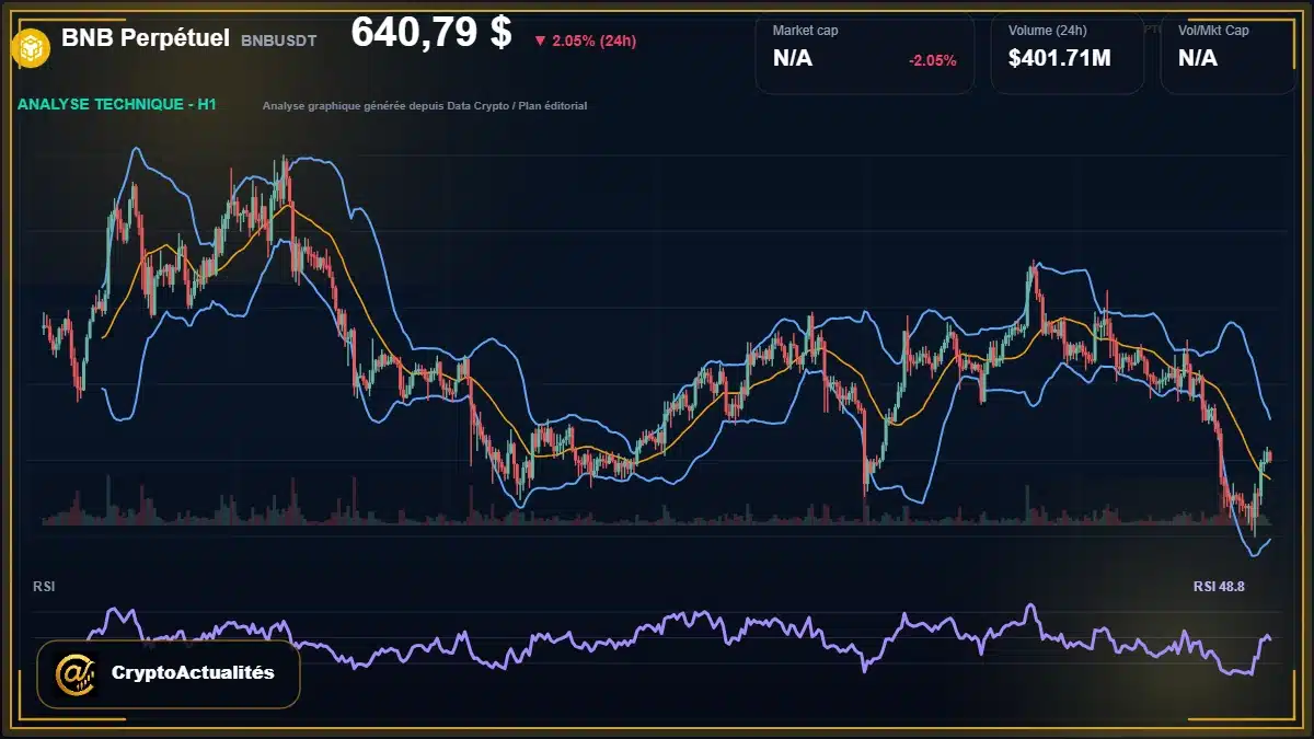 Analyse technique du cours de BNB Perpétuel de binancecoin à 641 $ aujourd'hui