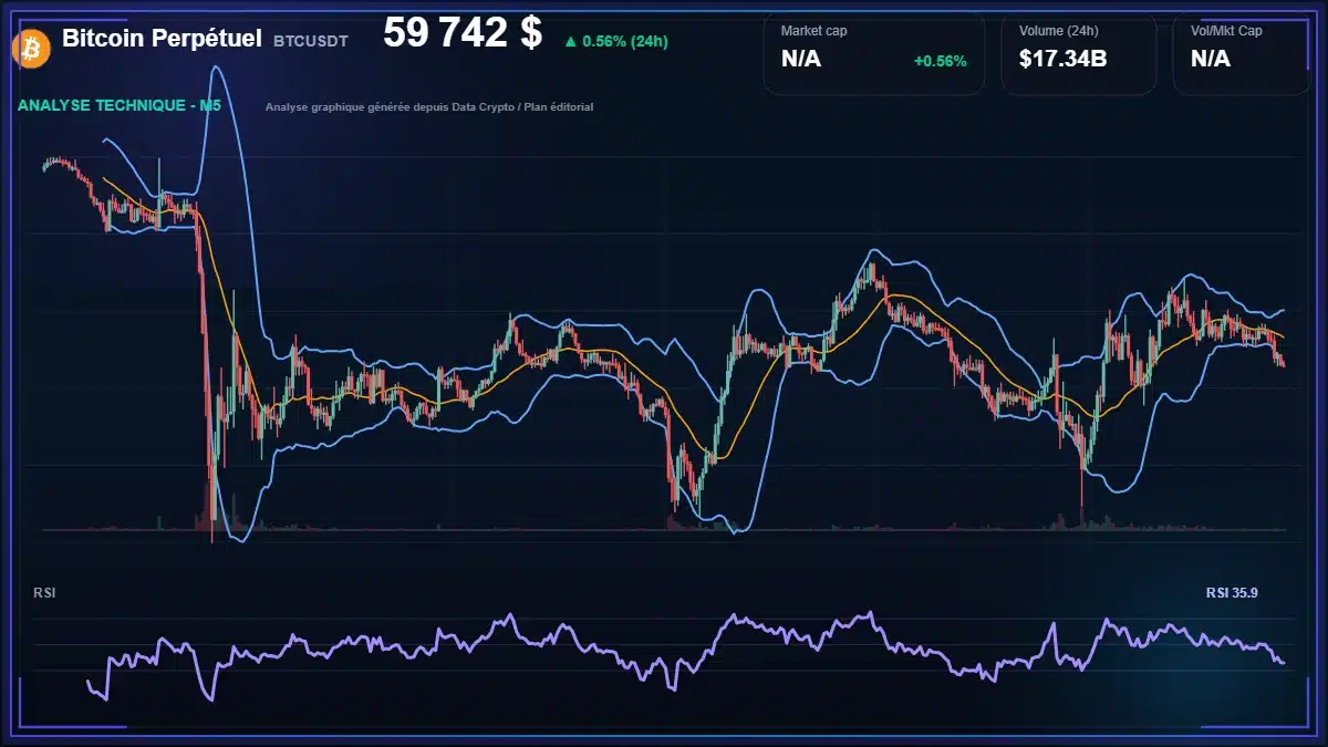 Analyse technique du cours de Bitcoin Perpétuel de bitcoin à 59742 $ aujourd'hui