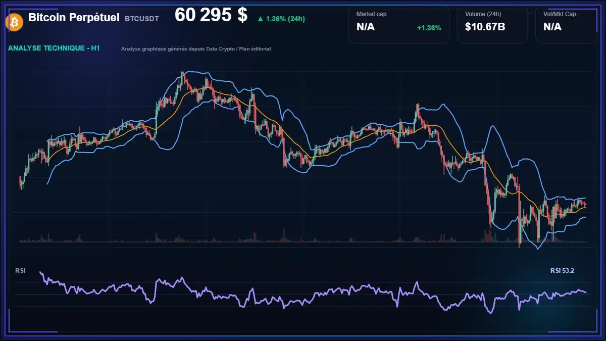 Analyse technique du cours de Bitcoin Perpétuel de bitcoin à 60295 $ aujourd'hui