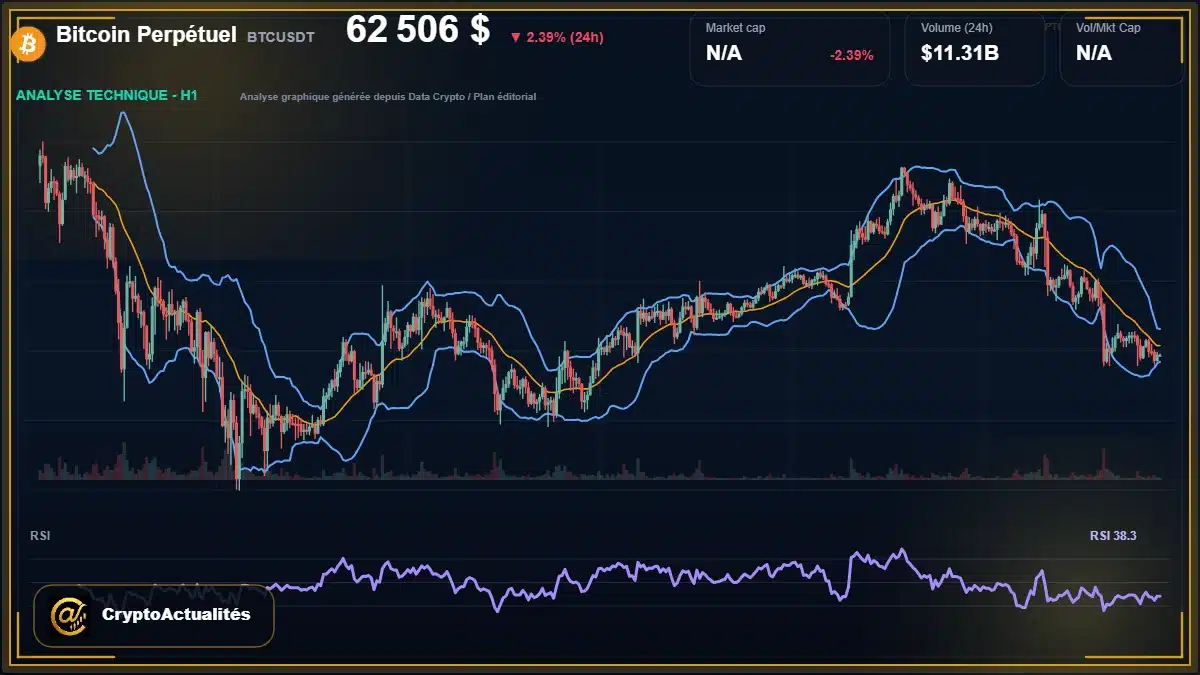 Analyse technique du cours de Bitcoin Perpétuel de bitcoin à 62506 $ aujourd'hui