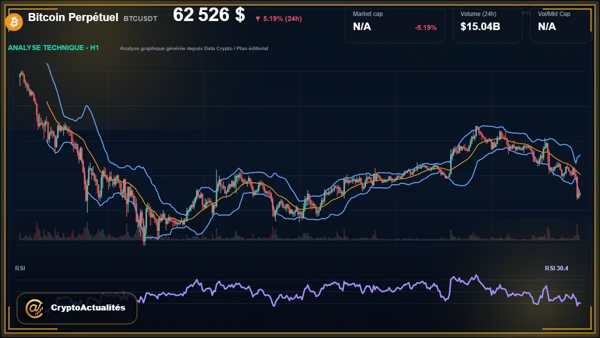 Analyse technique du cours de Bitcoin Perpétuel de bitcoin à 62526 $ aujourd'hui