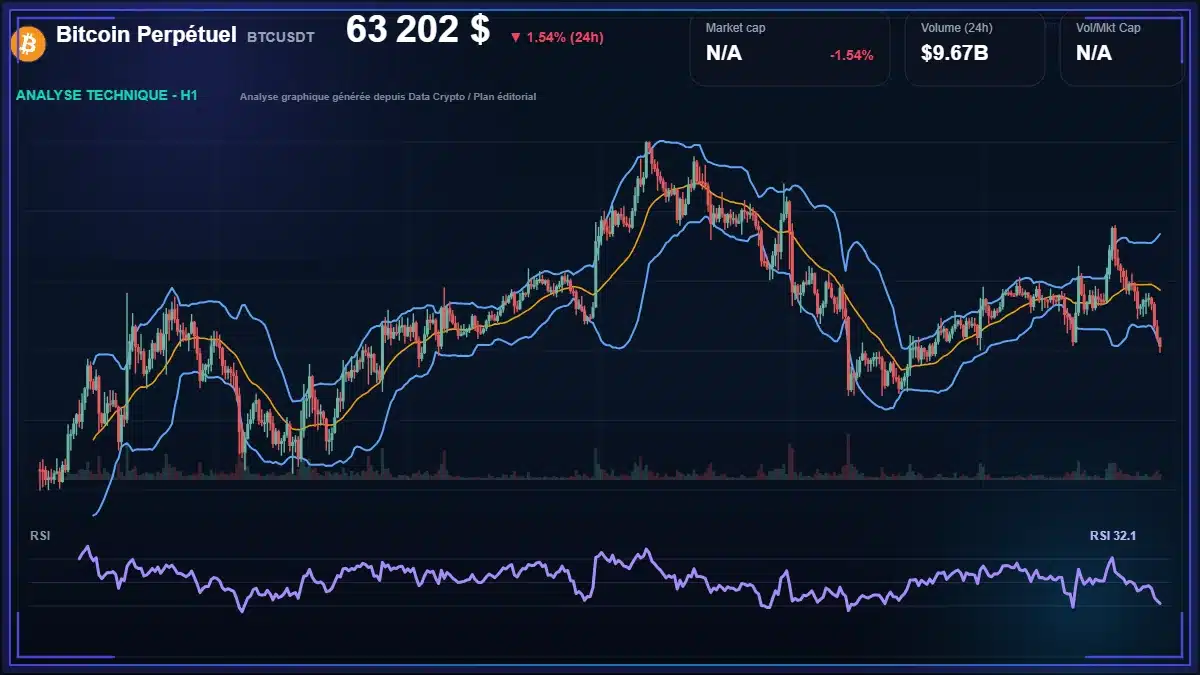 Analyse technique du cours de Bitcoin Perpétuel de bitcoin à 63202 $ aujourd'hui