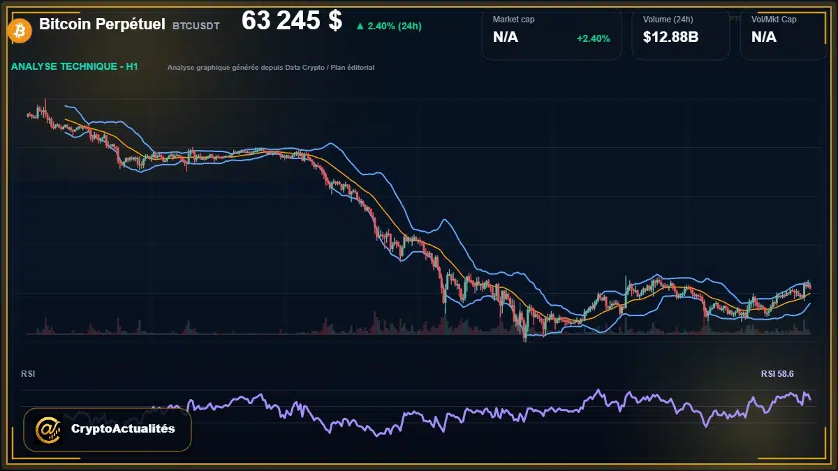 Analyse technique du cours de Bitcoin Perpétuel de bitcoin à 63245 $ aujourd'hui