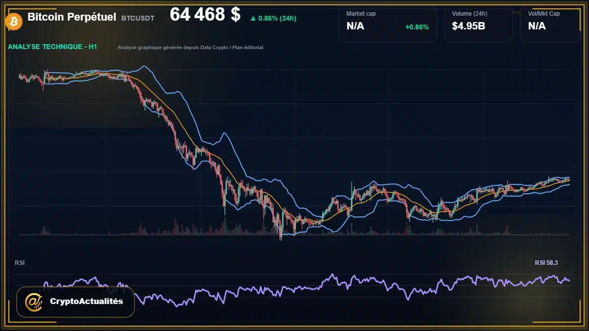 Analyse technique du cours de Bitcoin Perpétuel de bitcoin à 64468 $ aujourd'hui