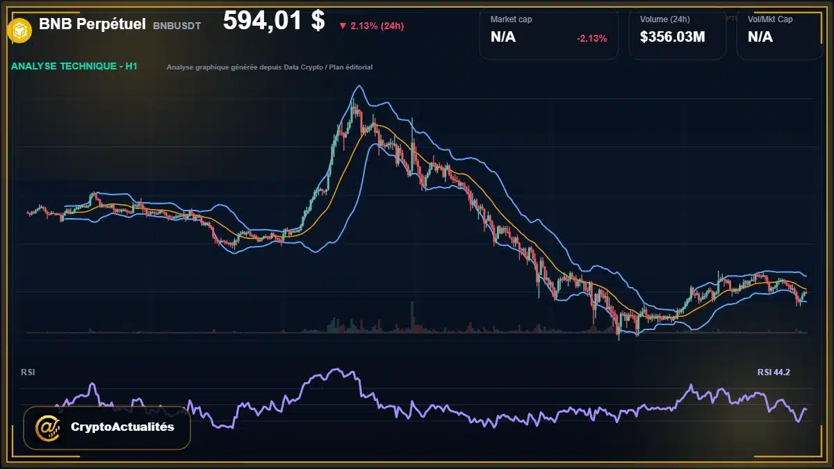 Analyse technique du cours de BNB Perpétuel de binancecoin à 594 $ aujourd'hui