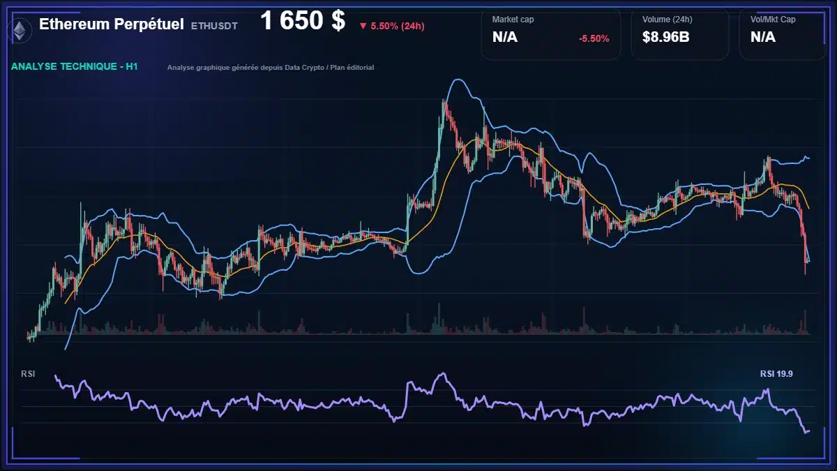 Analyse technique du cours de Ethereum Perpétuel de ethereum à 1650 $ aujourd'hui