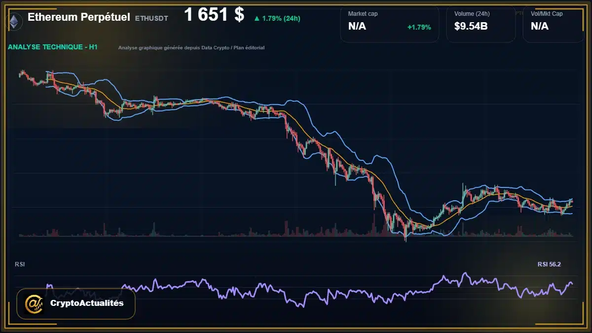 Graphique du cours Ethereum Perpétuel à 1651 $ Analyse technique du cours de Ethereum Perpétuel de ethereum à 1651 $ aujourd'hui