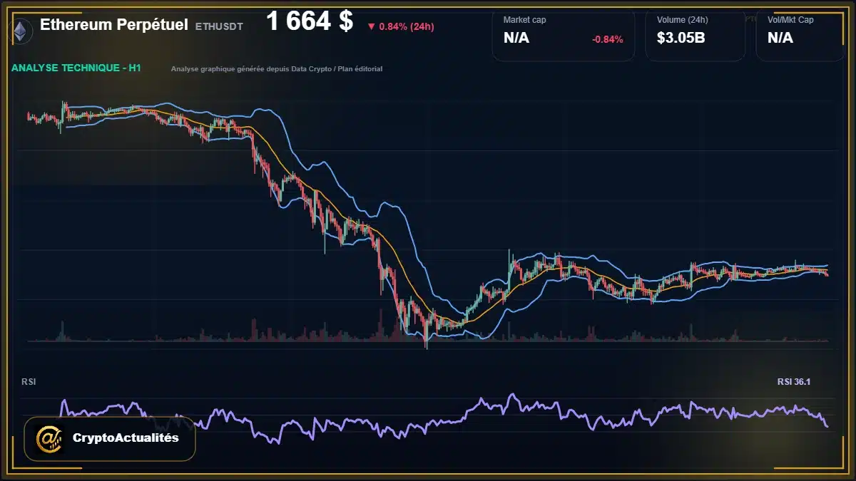 Analyse technique du cours de Ethereum Perpétuel de ethereum à 1664 $ aujourd'hui