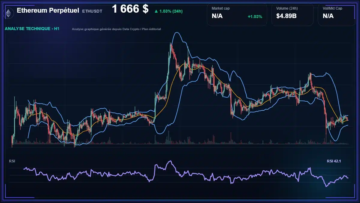 Analyse technique du cours de Ethereum Perpétuel de ethereum à 1666 $ aujourd'hui