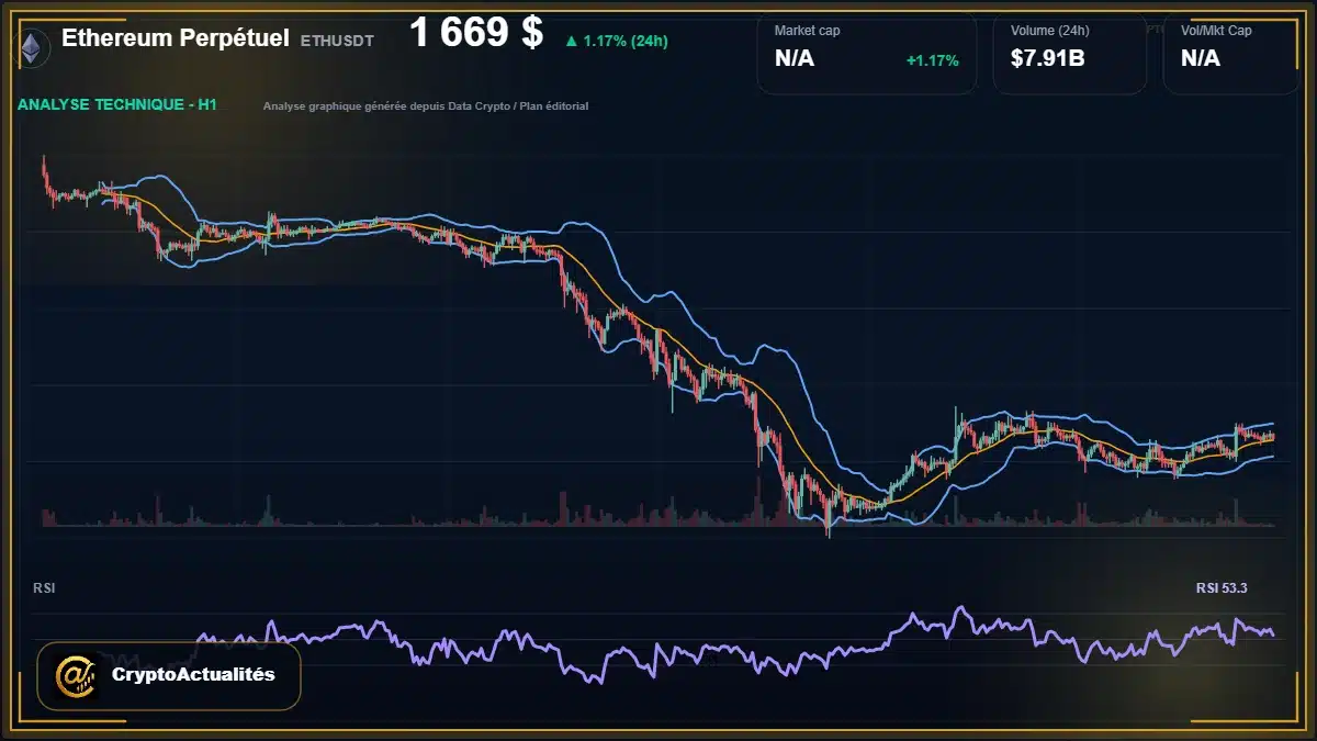 Analyse technique du cours de Ethereum Perpétuel de ethereum à 1669 $ aujourd'hui