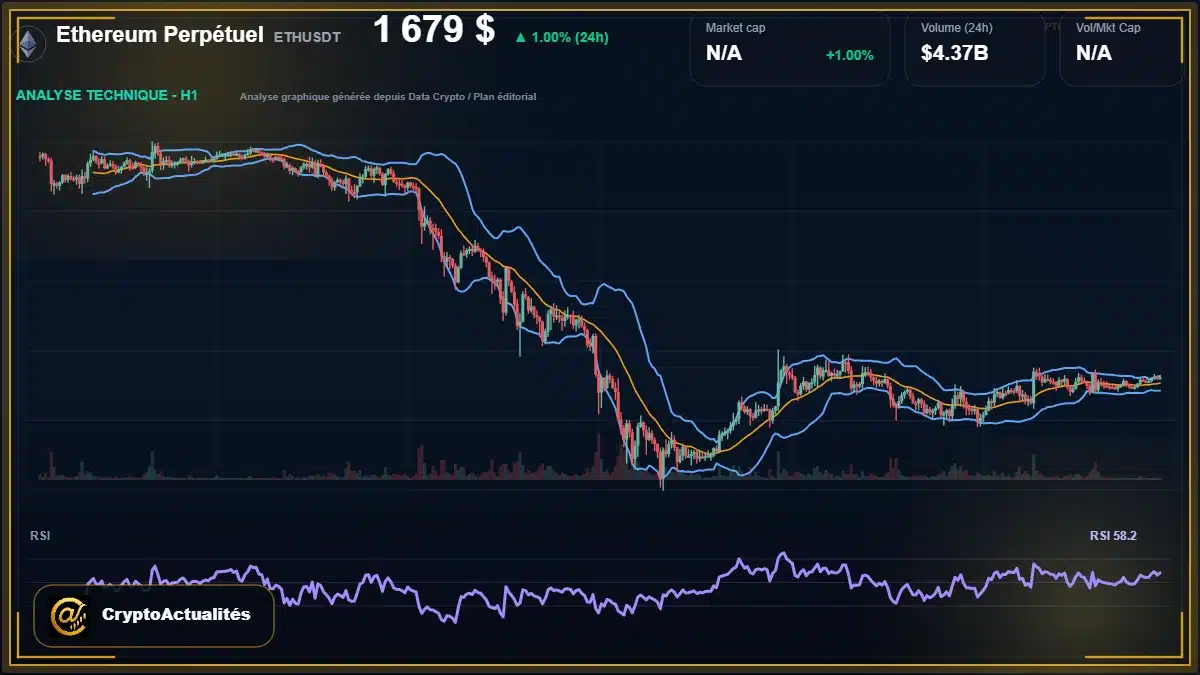 Graphique du cours Ethereum Perpétuel à 1679 $ Analyse technique du cours de Ethereum Perpétuel de ethereum à 1679 $ aujourd'hui