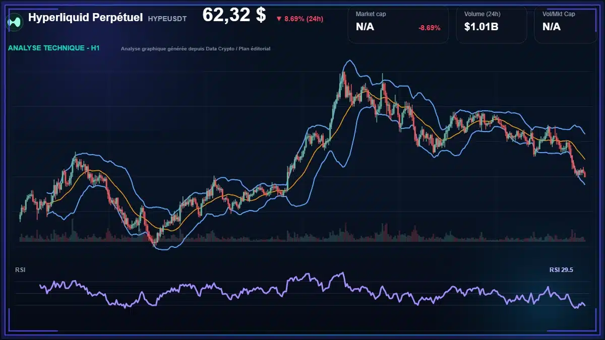 Analyse technique du cours de Hyperliquid Perpétuel de hyperliquid à 62.32 $ aujourd'hui