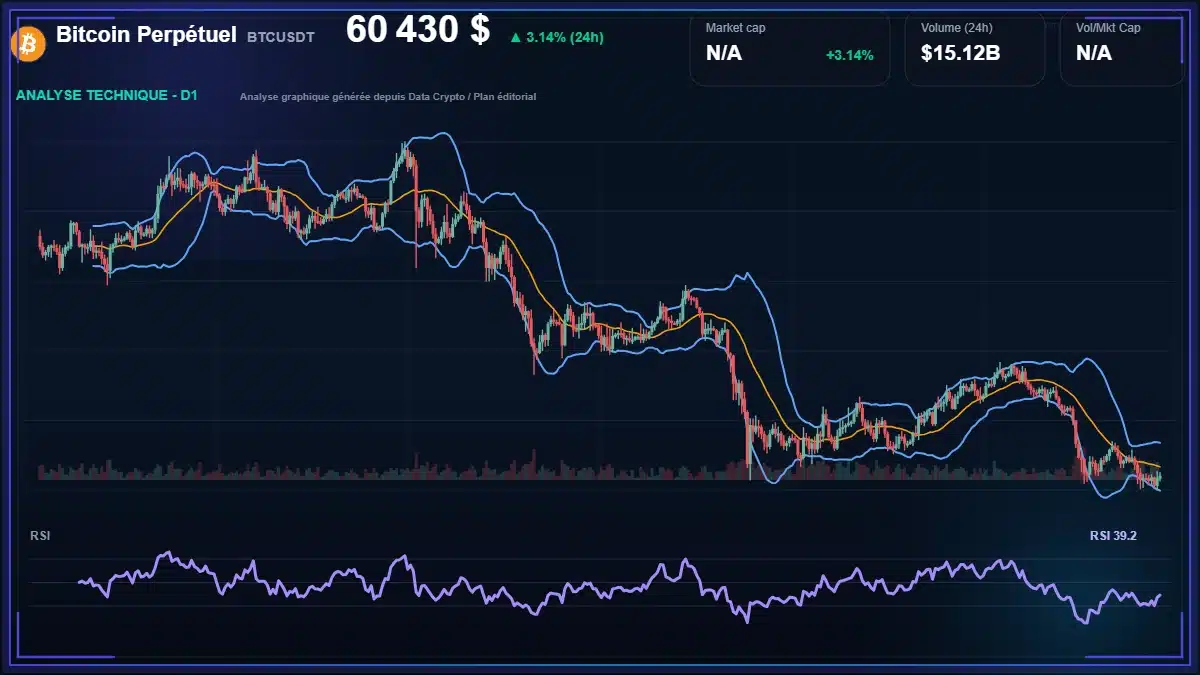 Analyse technique du cours de Bitcoin Perpétuel de bitcoin à 60430 $ aujourd'hui