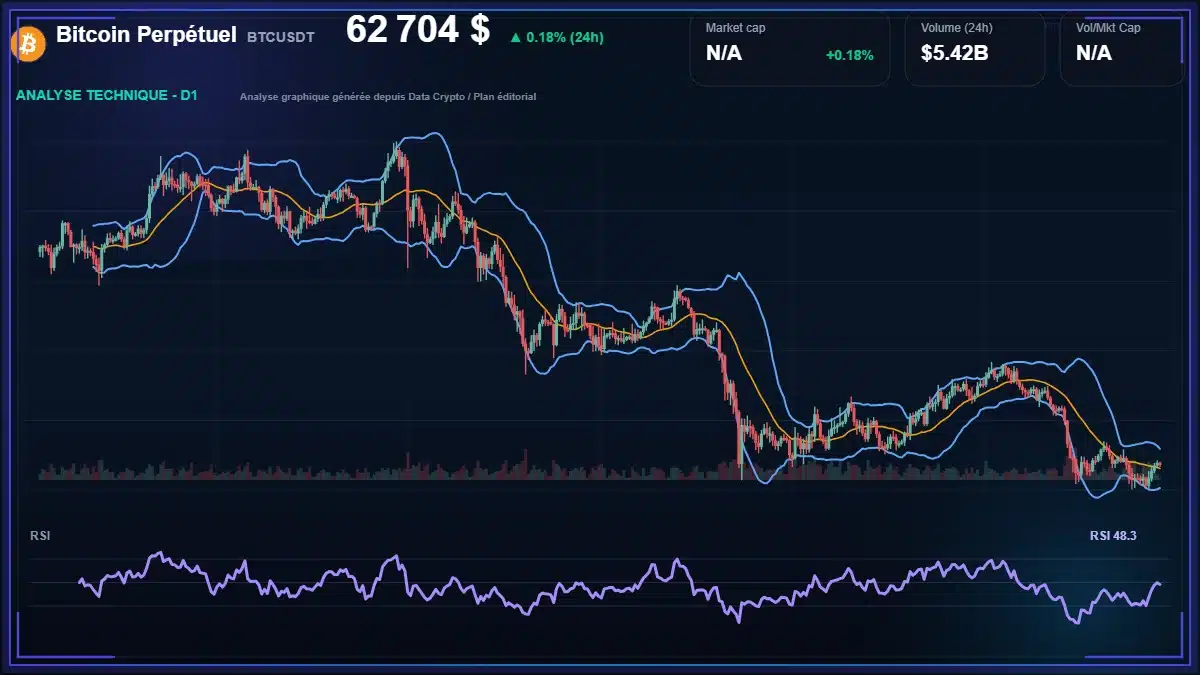 Analyse technique du cours de Bitcoin Perpétuel de bitcoin à 62704 $ aujourd'hui