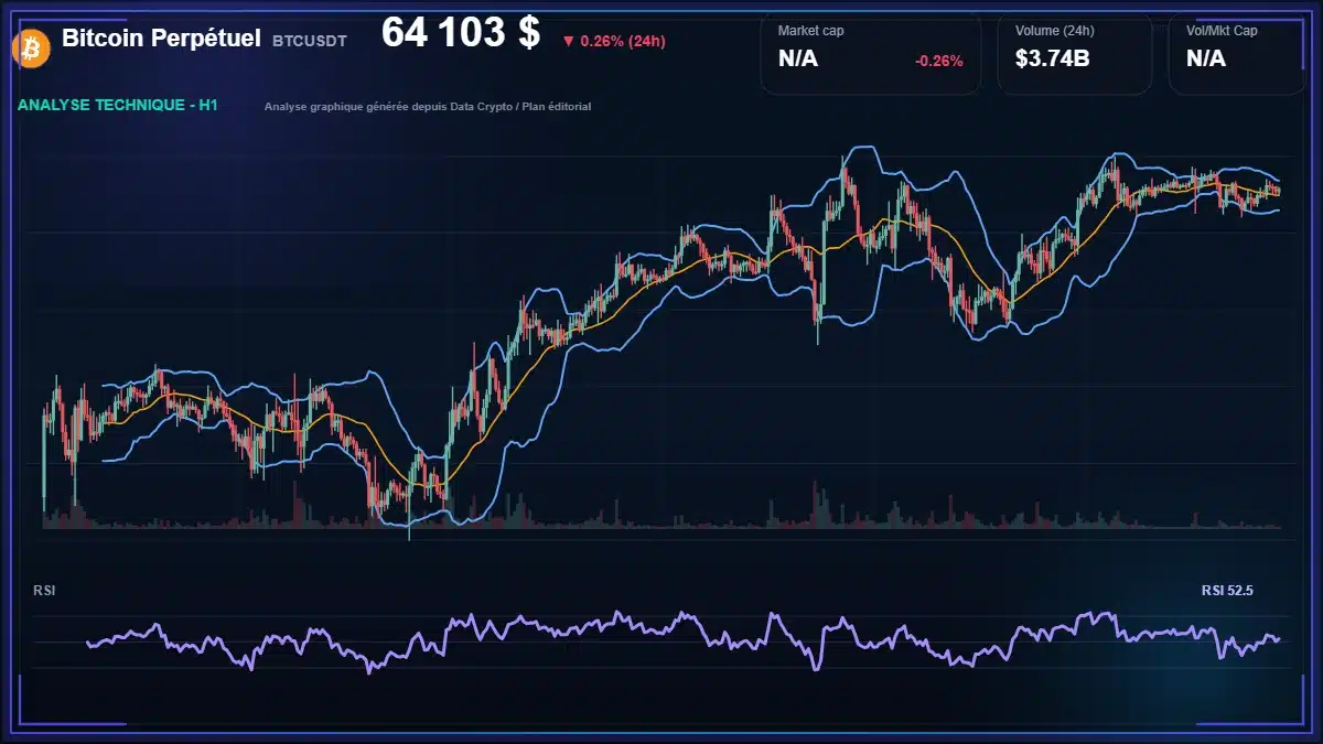 Analyse technique du cours de Bitcoin Perpétuel de bitcoin à 64103 $ aujourd'hui