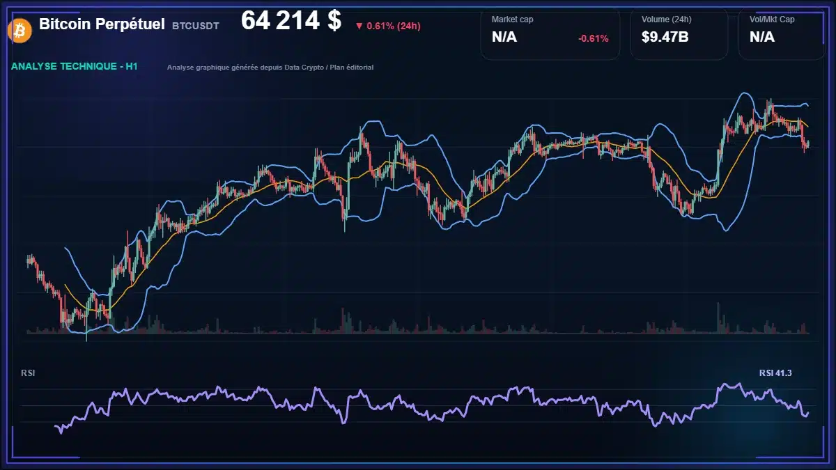 Analyse technique du cours de Bitcoin Perpétuel de bitcoin à 64214 $ aujourd'hui