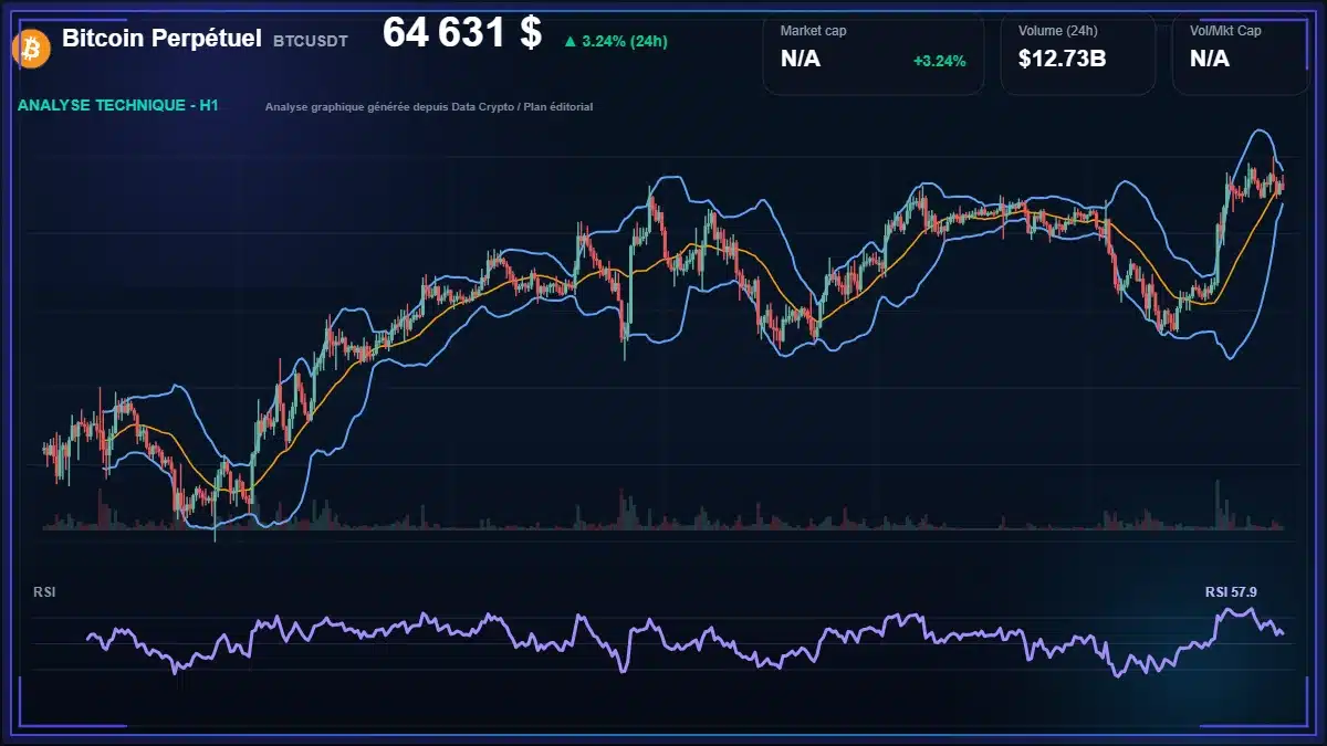 Analyse technique du cours de Bitcoin Perpétuel de bitcoin à 64631 $ aujourd'hui