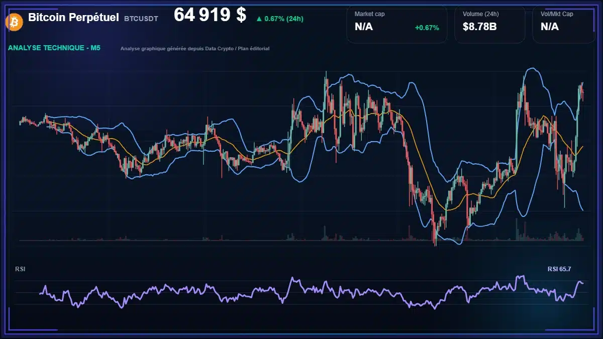 Analyse technique du cours de Bitcoin Perpétuel de bitcoin à 64919 $ aujourd'hui