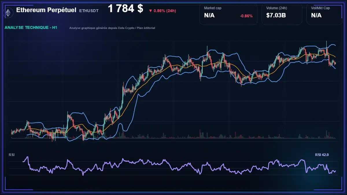 Graphique du cours Ethereum Perpétuel à 1784 $ Analyse technique du cours de Ethereum Perpétuel de ethereum à 1784 $ aujourd'hui