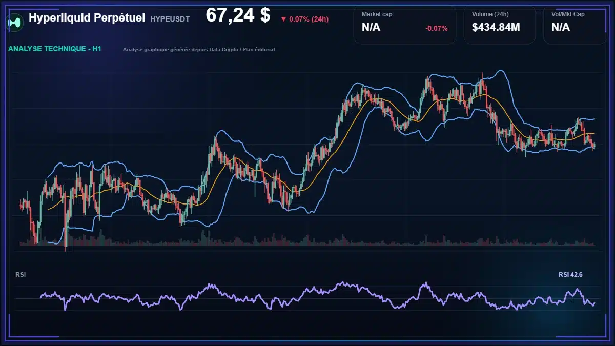 Graphique du cours Hyperliquid Perpétuel à 67.24 $ Analyse technique du cours de Hyperliquid Perpétuel de hyperliquid à 67.24 $ aujourd'hui