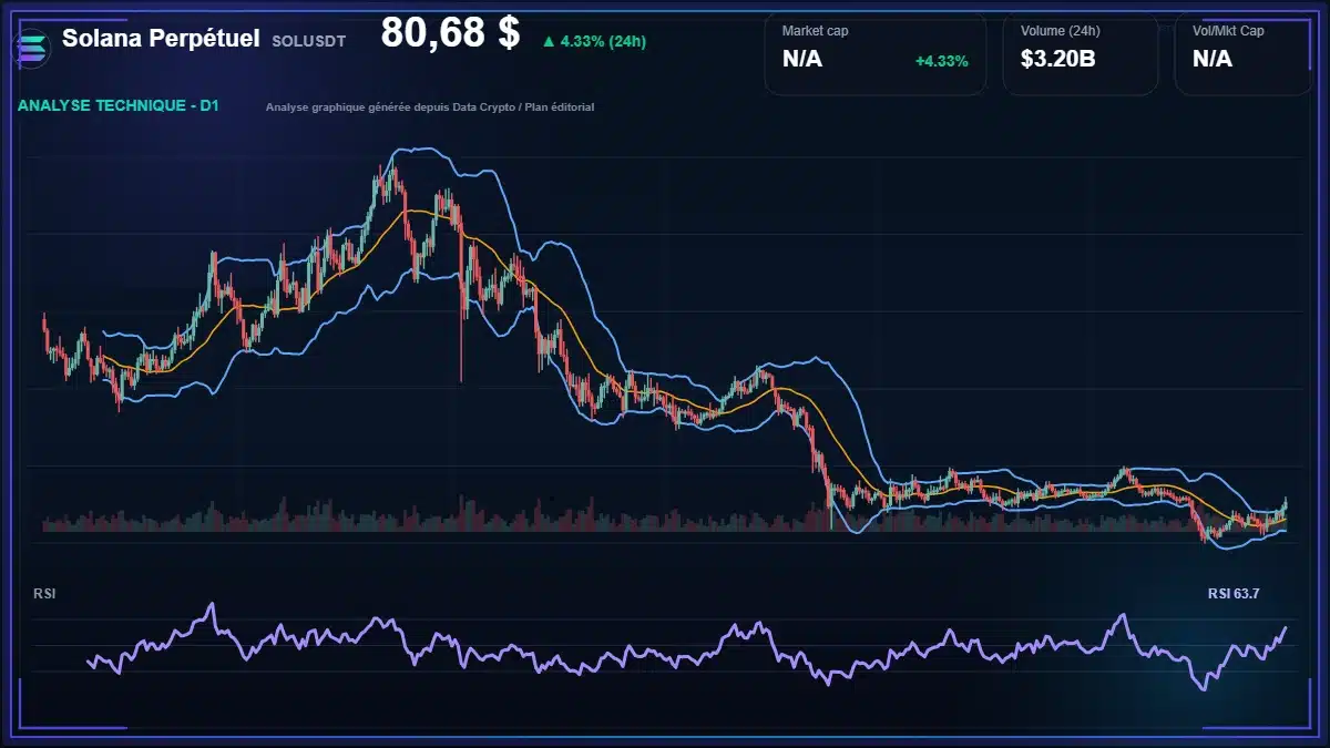 Analyse technique du cours de Solana Perpétuel de solana à 80.68 $ aujourd'hui