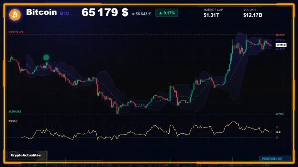 Analyse technique du cours Bitcoin (BTC) avec données de marché récentes